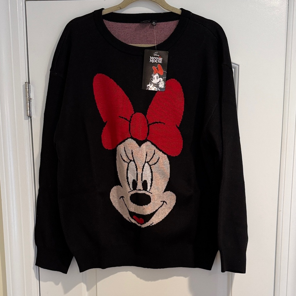 Disney Black Minnie Mouse Sweater with Red Bow NWT by FashionNova -  XL